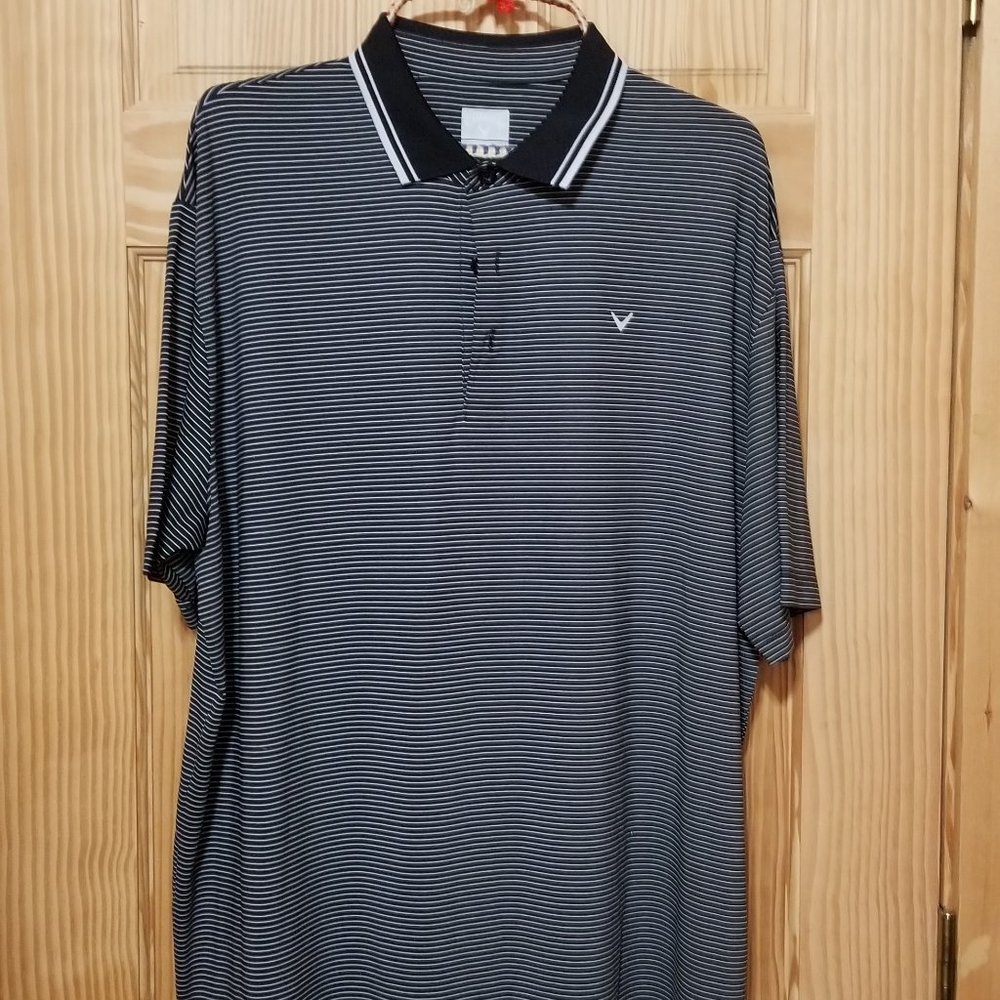 Mens Callaway Opti-dri Polo Golf Shirt Adult Large Black/White